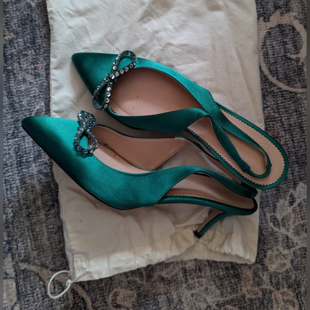 JCrew Colette satin sling back pumps
